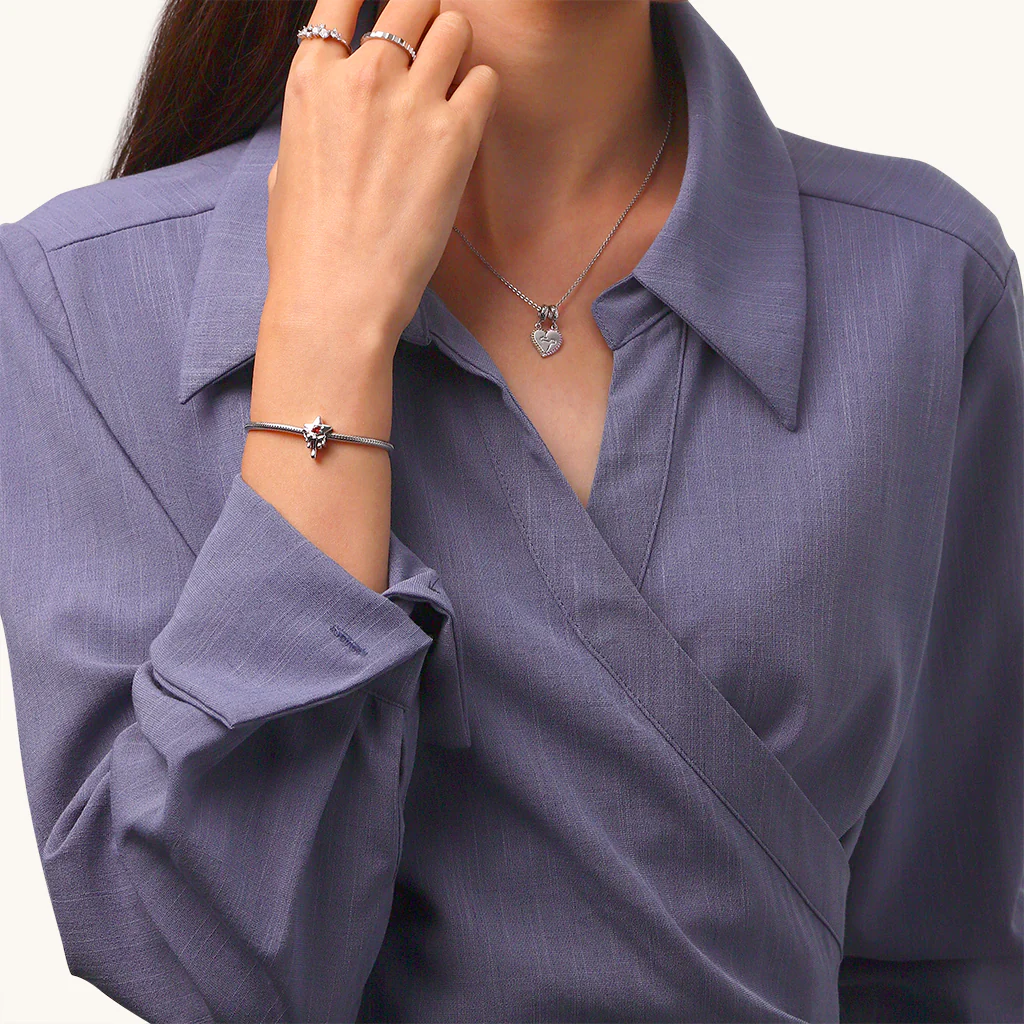 Gnoce Melted Five-pointed Star Engravable Birthstone Charm Platinum-plated Silver Blend - Image 4