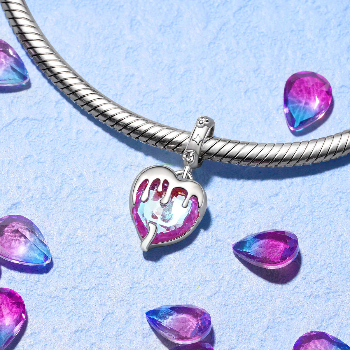 Gnoce Melting Heart Pendant Dangle Charm - Image 3