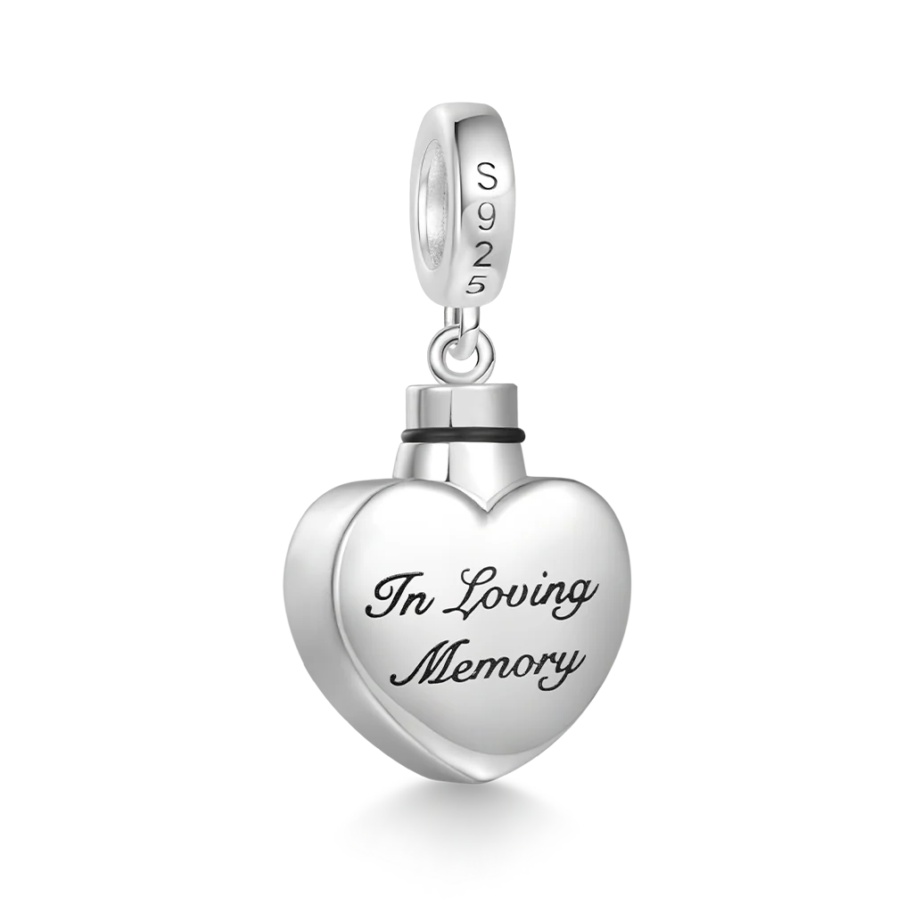 Gnoce Memorial Angel Urn Ashes Heart Charm Platinum-plated Silver Blend - Image 4