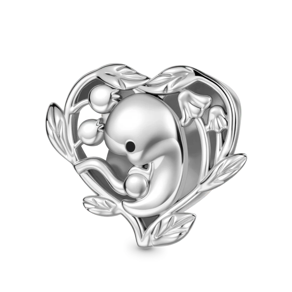 Gnoce Memorial Embryo Engravable Charm Platinum-plated Silver Blend