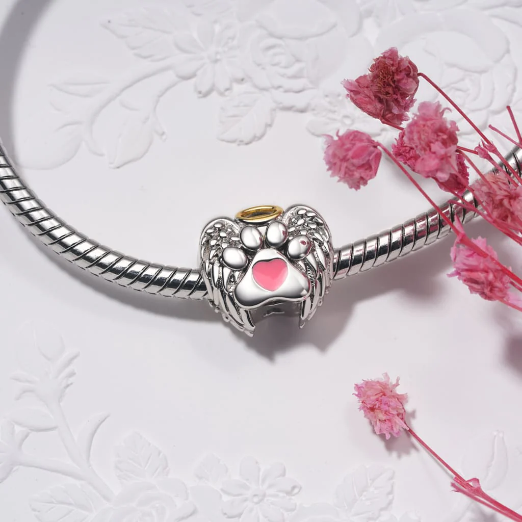 Gnoce Engravable Wings of Love Charm Platinum-plated Silver Blend - Image 4