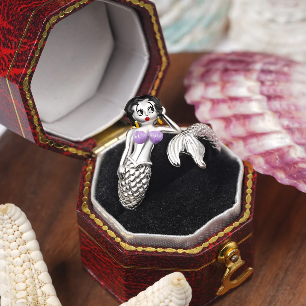 Gnoce Mermaid Betty Boop Open Ring - Image 3