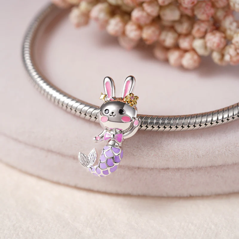 Gnoce Mermaid Bunny Charm Platinum-plated Silver Blend - Image 2