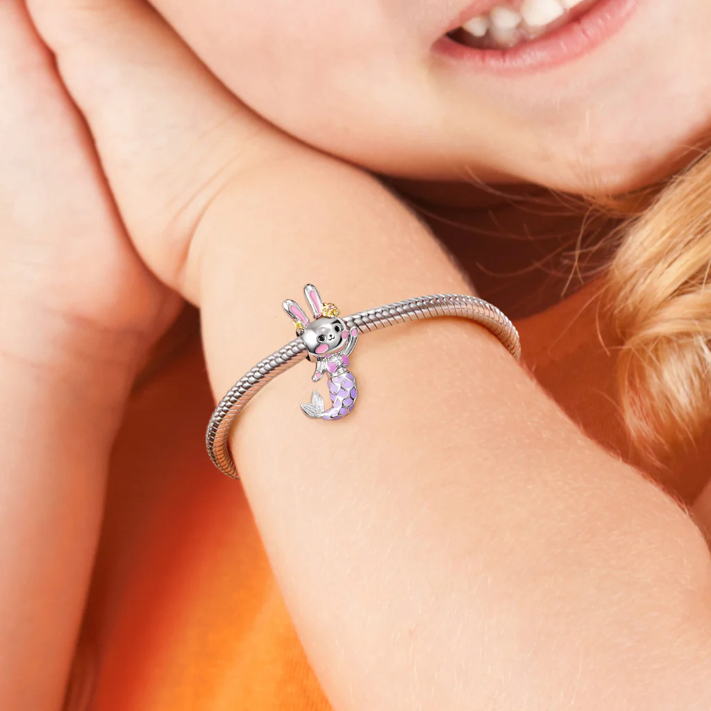 Gnoce Mermaid Bunny Charm Platinum-plated Silver Blend - Image 4