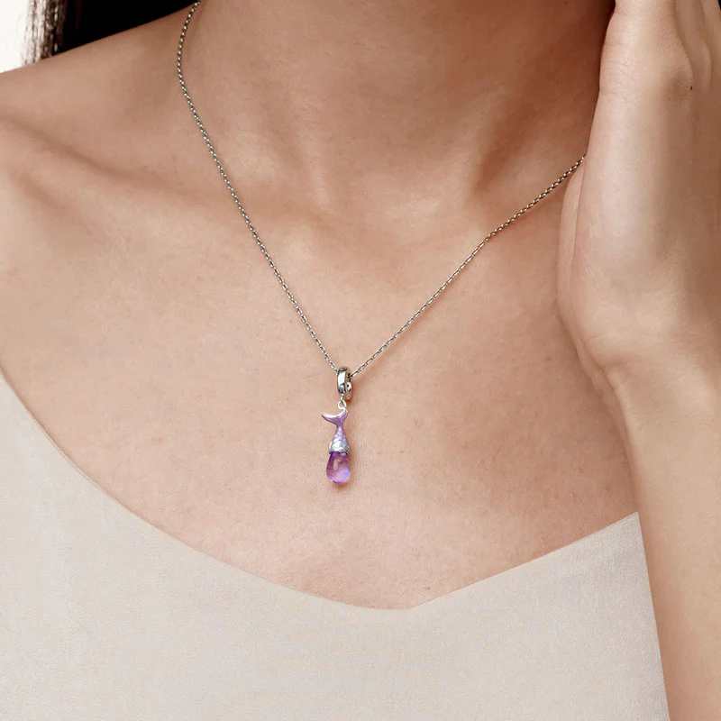Gnoce Purple Mermaid Tear Pendant Dangle Charm - Image 7