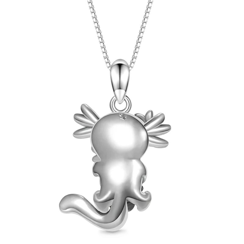 Gnoce Sakura Mexican Axolotl & Baby Necklace Platinum-plated Silver Blend - Image 2