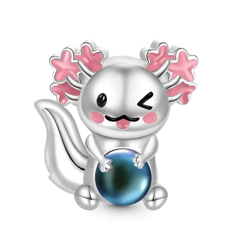 Gnoce Magical Mexican Axolotl Mood Charm Platinum-plated Silver Blend
