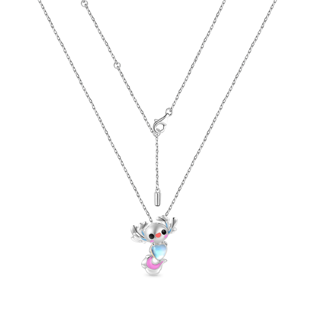 Gnoce Mexican Axolotl Embraces Heart Moonstone Pendant Necklace - Image 2