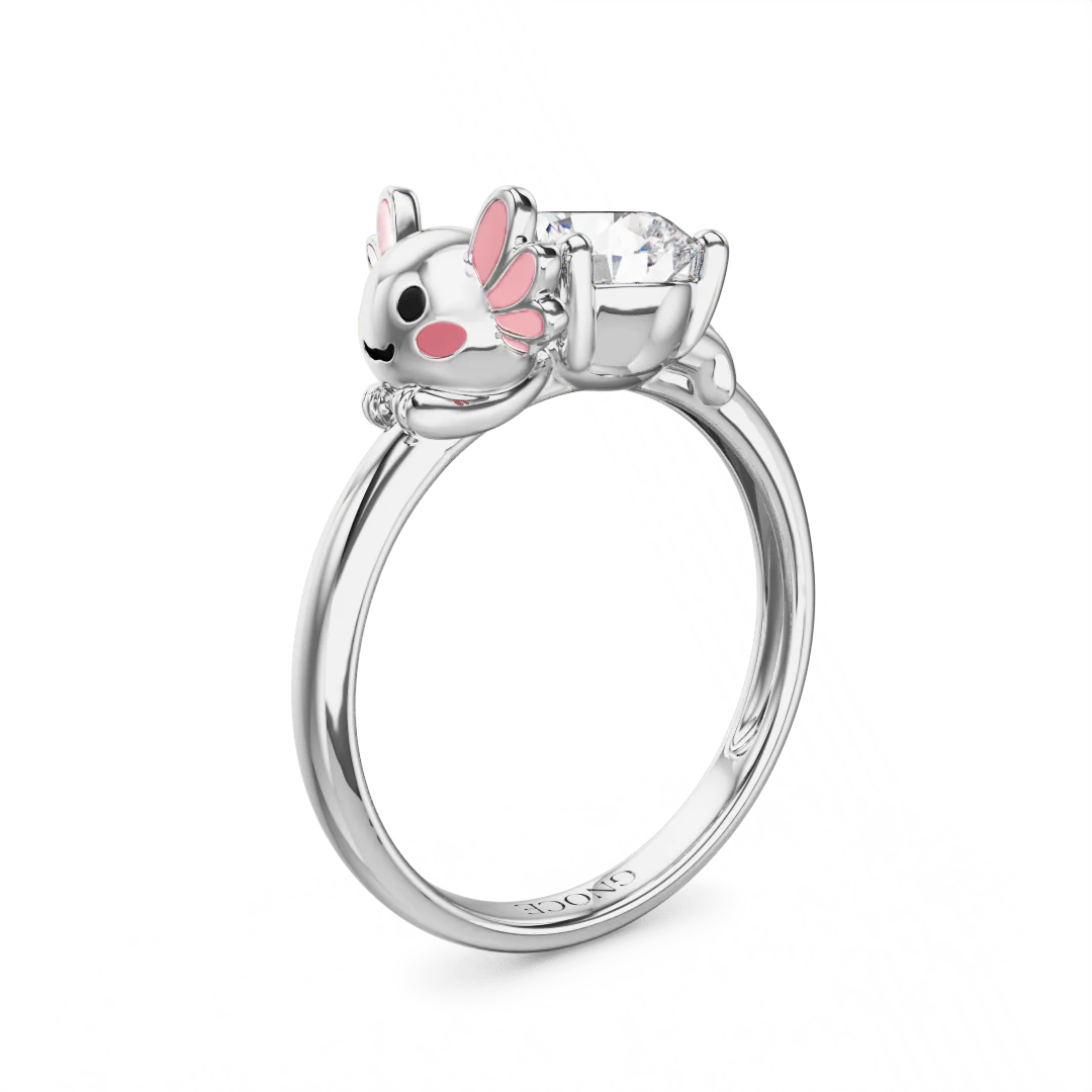 Gnoce Mexican Axolotl Embraces Moissanite Ring Platinum-plated Silver Blend