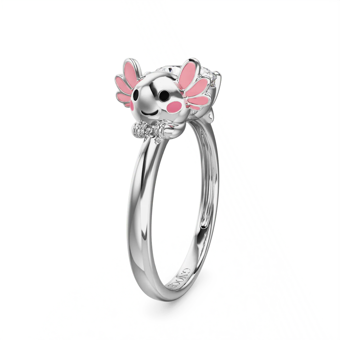 Gnoce Mexican Axolotl Embraces Moissanite Ring Platinum-plated Silver Blend - Image 4