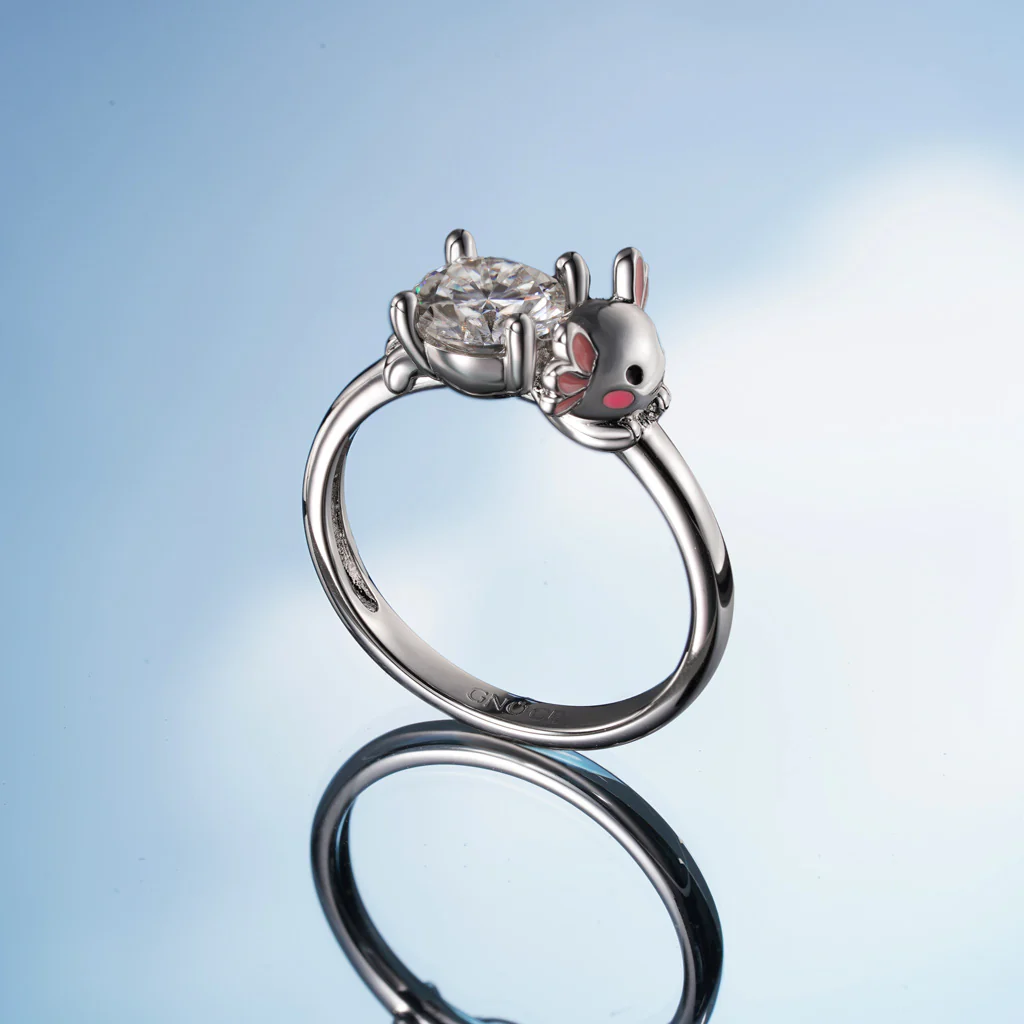 Gnoce Mexican Axolotl Embraces Moissanite Ring Platinum-plated Silver Blend - Image 6