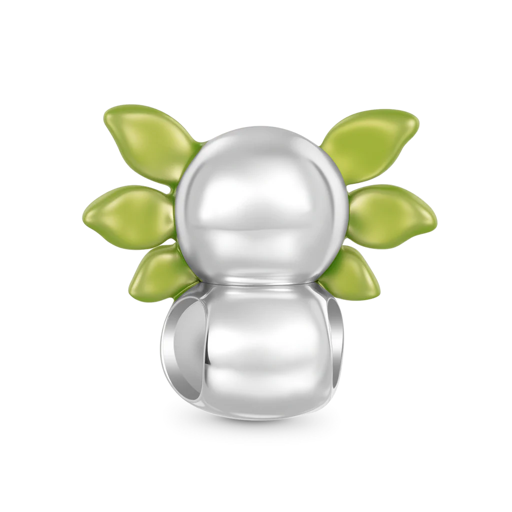Gnoce Christmas Mexican Axolotl Snowman Glow-in-the-Dark Charm Platinum-plated Silver Blend - Image 3