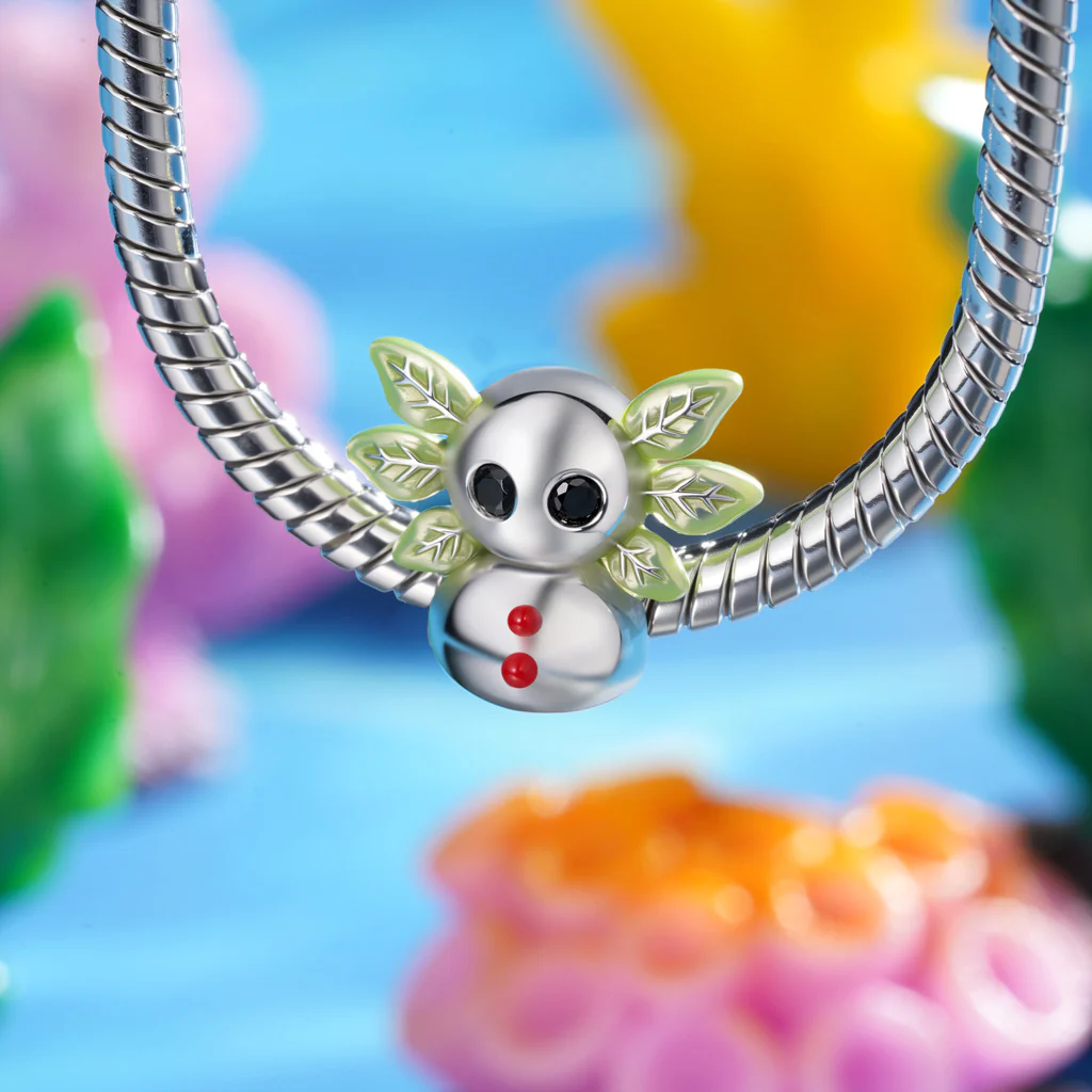 Gnoce Christmas Mexican Axolotl Snowman Glow-in-the-Dark Charm Platinum-plated Silver Blend - Image 4