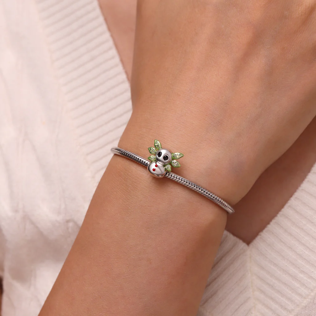 Gnoce Christmas Mexican Axolotl Snowman Glow-in-the-Dark Charm Platinum-plated Silver Blend - Image 6