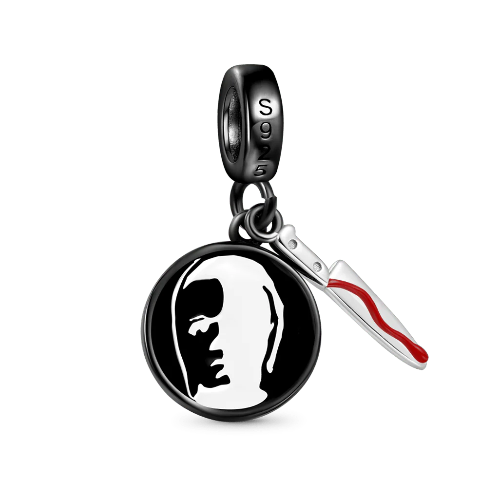 Gnoce Halloween Michael Myers Silhouette Head & Knife Pendant Dangle Charm - Image 2