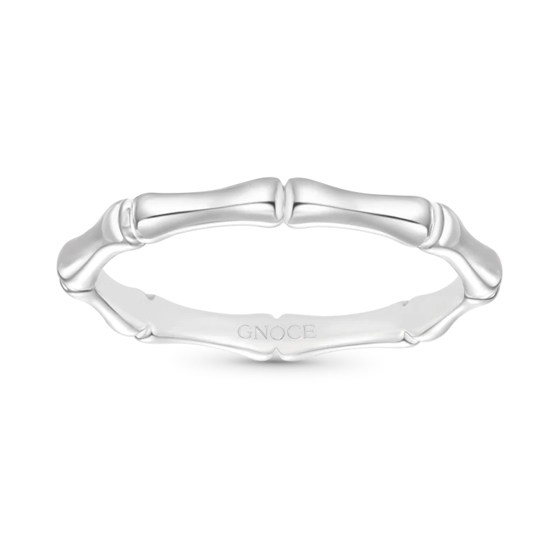 Gnoce Silver Minimalist Bamboo Ring Platinum-plated Silver Blend