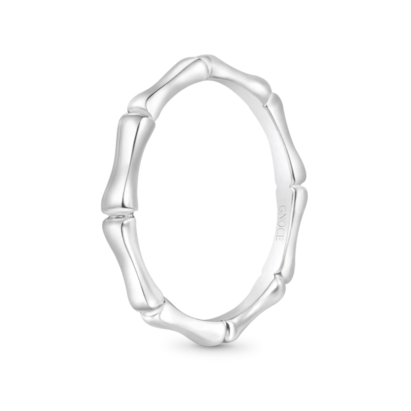 Gnoce Silver Minimalist Bamboo Ring Platinum-plated Silver Blend - Image 2