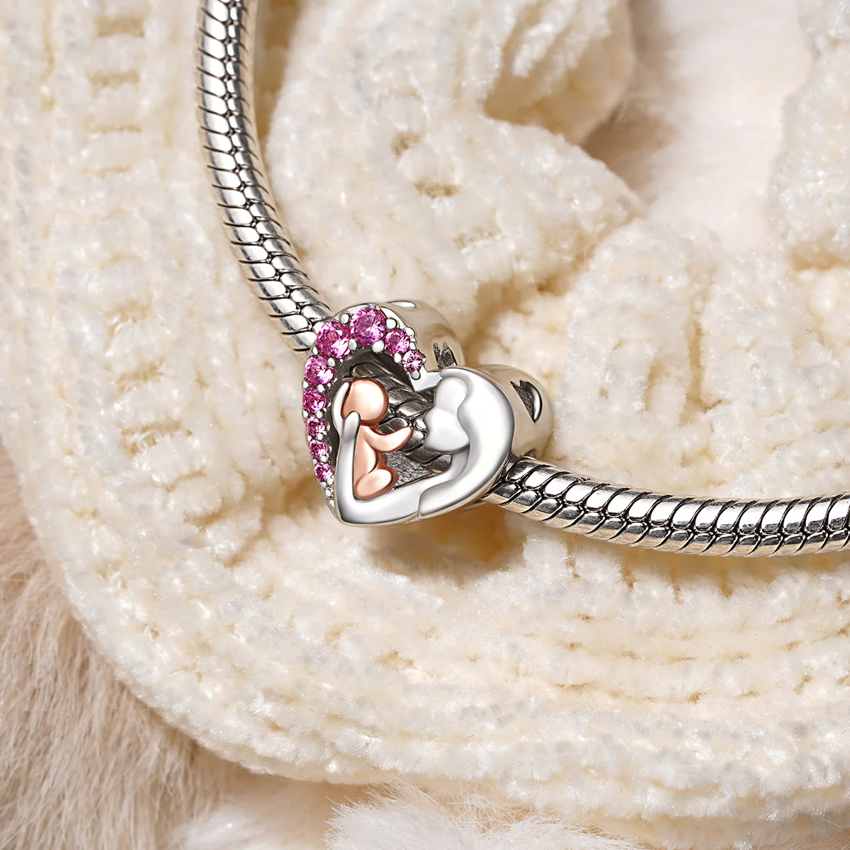 Gnoce Mom Hugs Baby Birthstone Engravable Charm Platinum-plated Silver Blend - Image 4