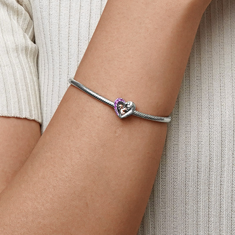 Gnoce Mom Hugs Baby Birthstone Engravable Charm Platinum-plated Silver Blend - Image 6