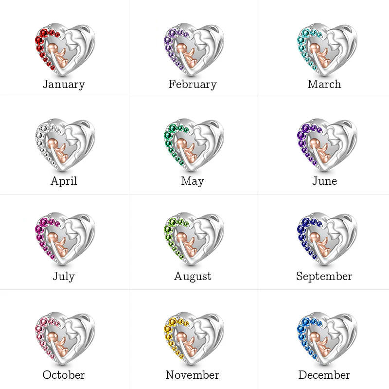 Gnoce Mom Hugs Baby Birthstone Engravable Charm Platinum-plated Silver Blend - Image 7