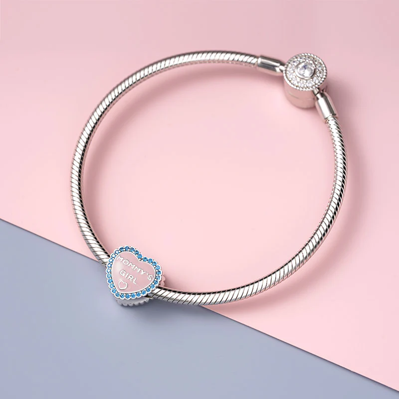 Gnoce Mommy Girl Pink Heart Photo Charm Platinum-plated Silver Blend - Image 2