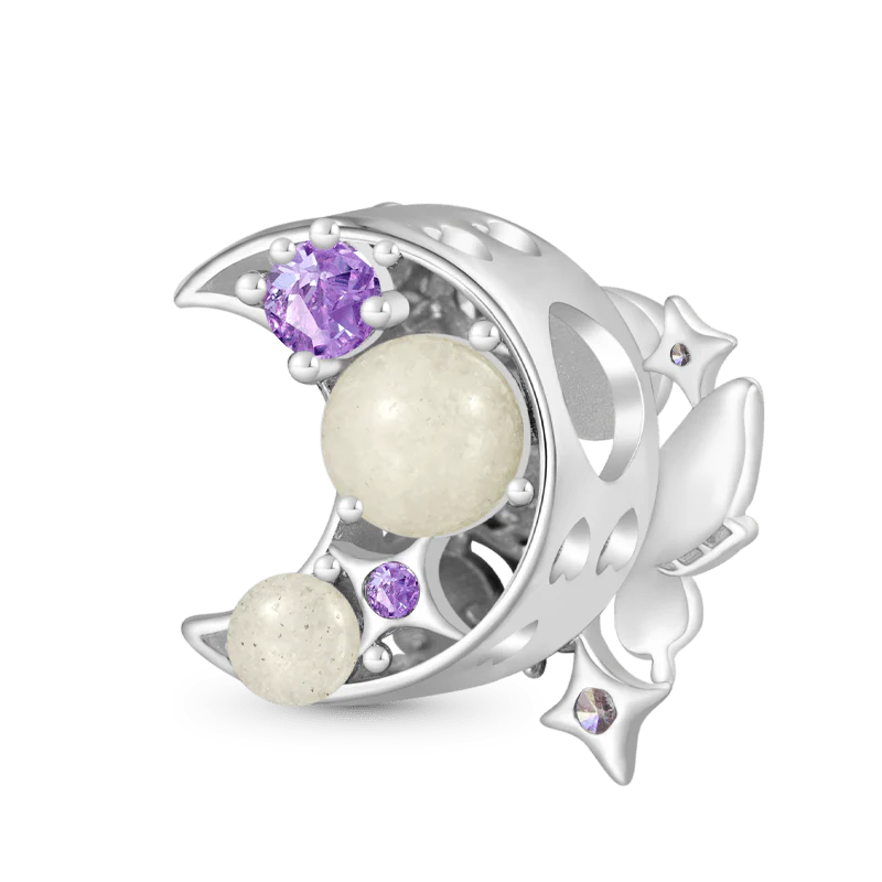 Gnoce Glow-in-the-Dark Moon Butterfly Charm Platinum-plated Silver Blend - Image 3