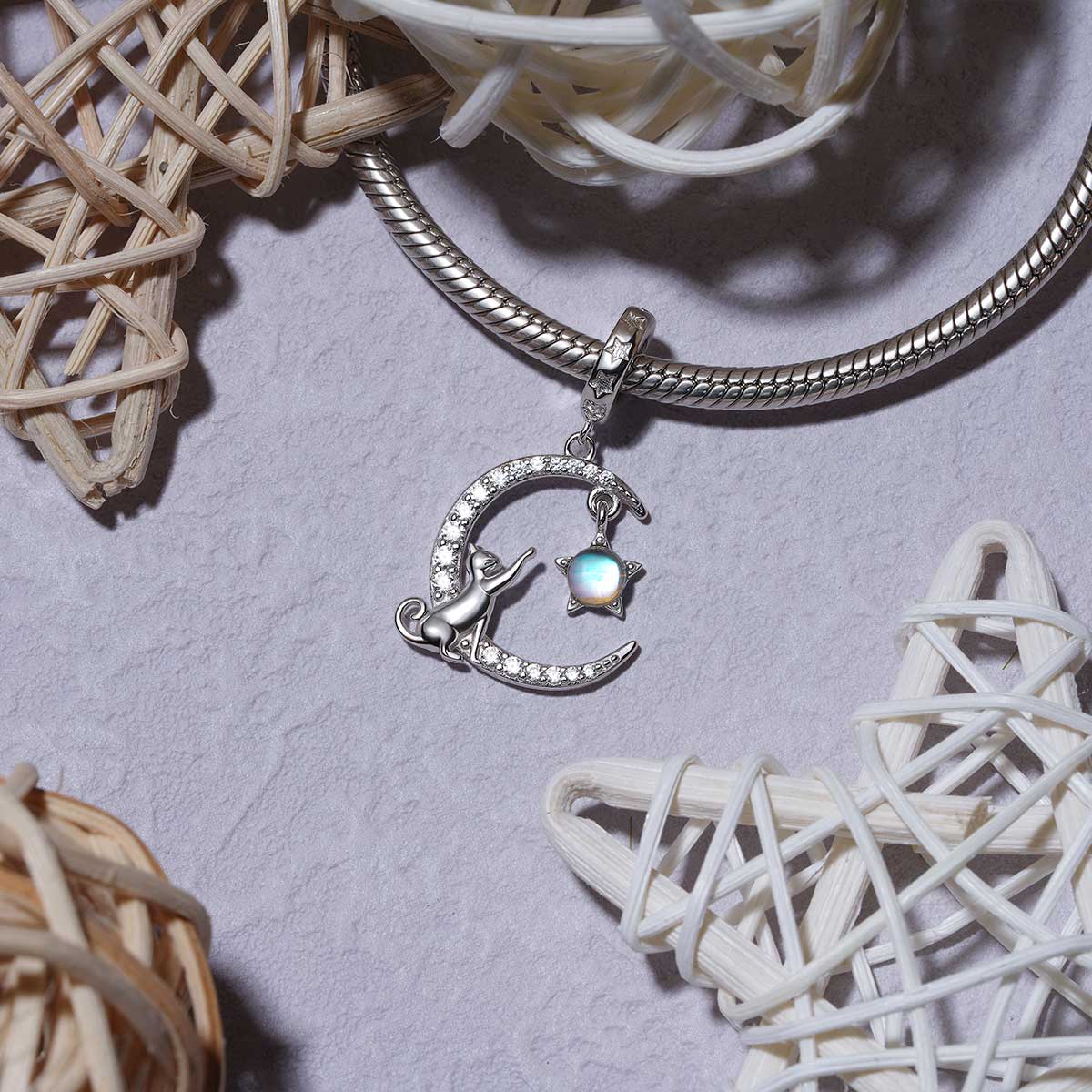 Gnoce Moon&Cat Pendant Dangle Charm - Image 2