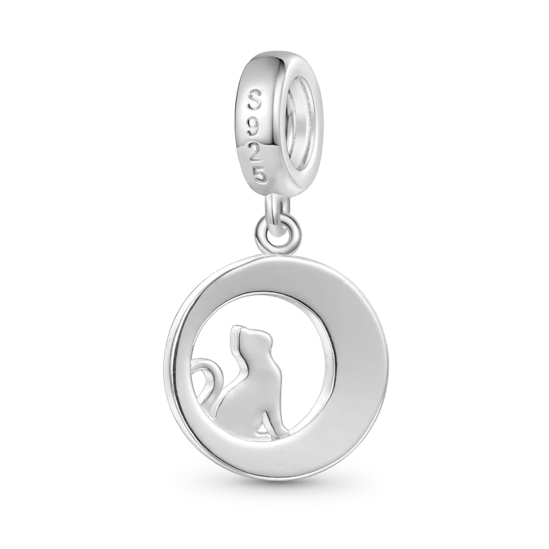 Gnoce Moon Phase Cat Charm Platinum-plated Silver Blend - Image 2