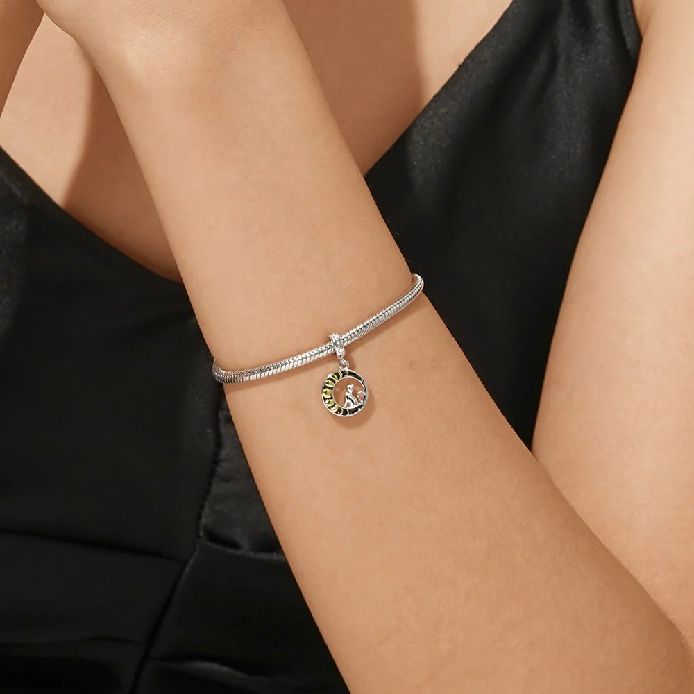Gnoce Moon Phase Cat Charm Platinum-plated Silver Blend - Image 7