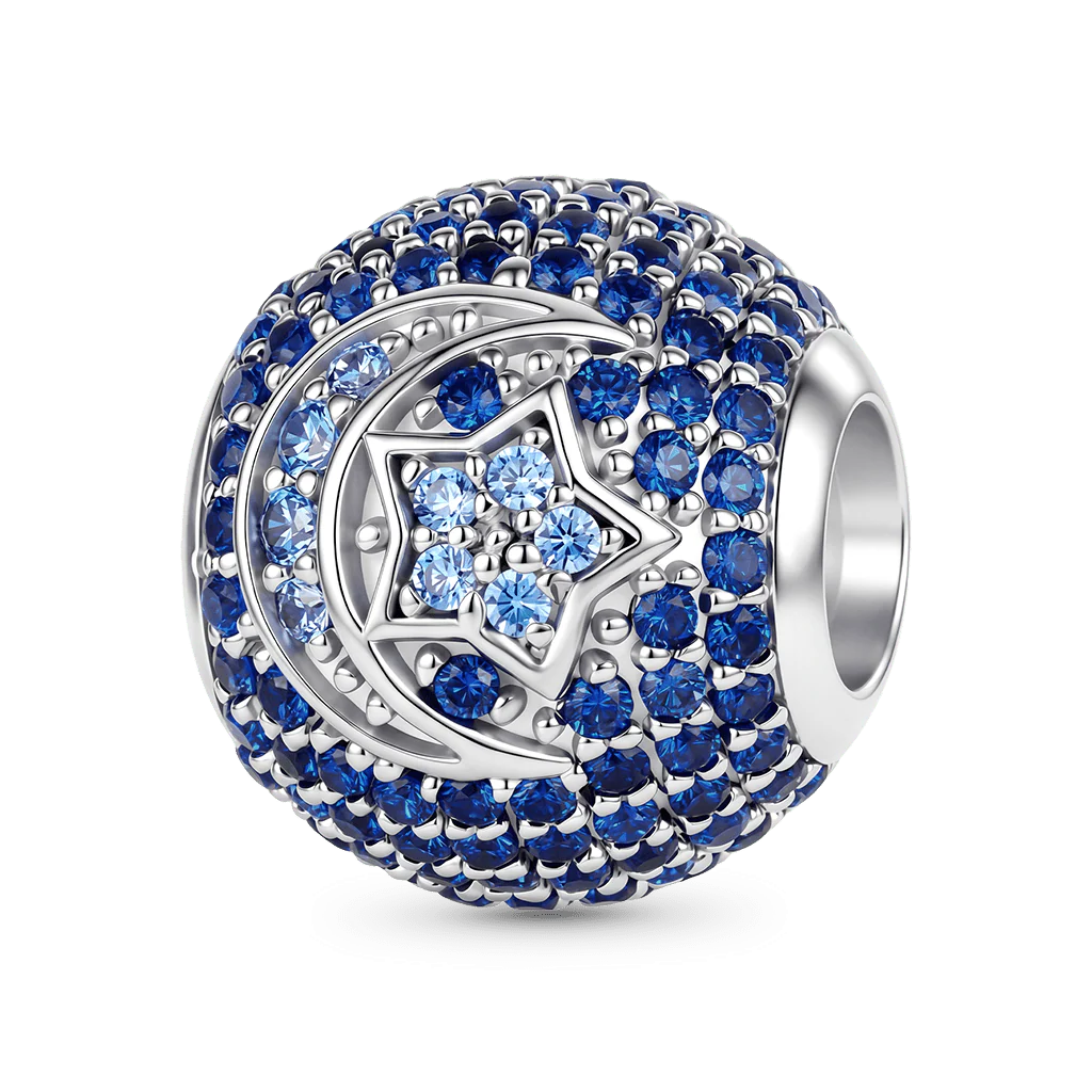 Gnoce Moon & Star Charm Platinum-plated Silver Blend