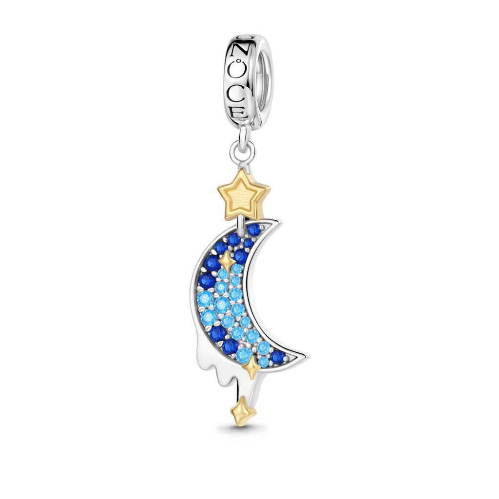 Gnoce  Moon & Star Charm Platinum-plated Silver Blend
