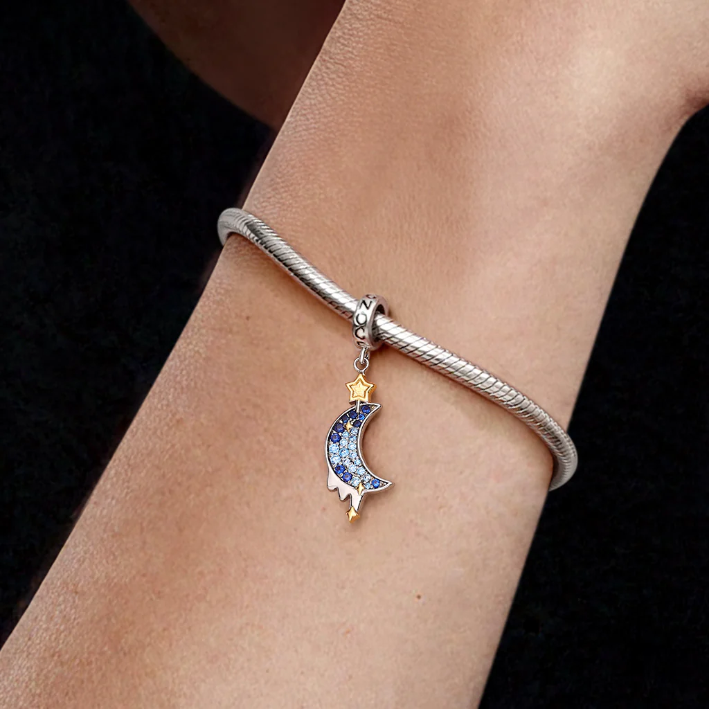 Gnoce  Moon & Star Charm Platinum-plated Silver Blend - Image 2