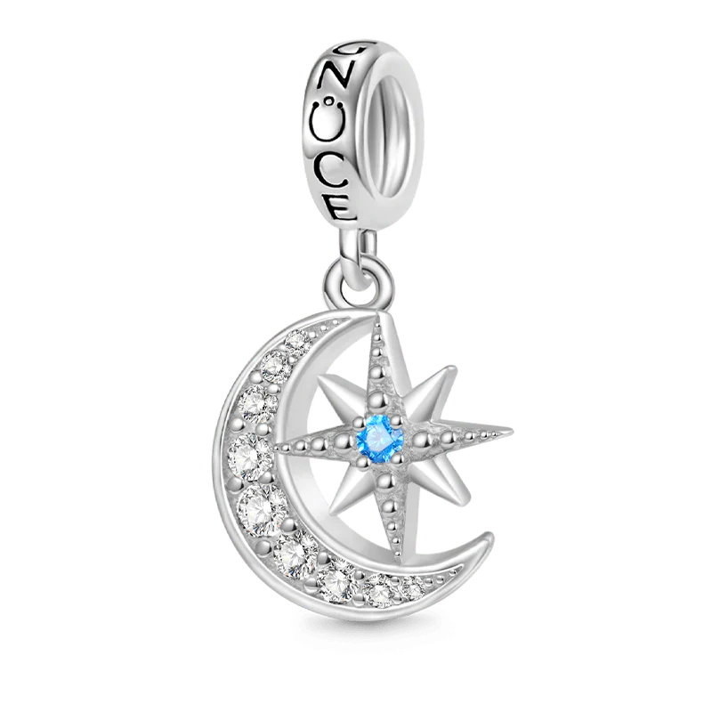 Gnoce Galaxy Moon & Star Charm Platinum-plated Silver Blend