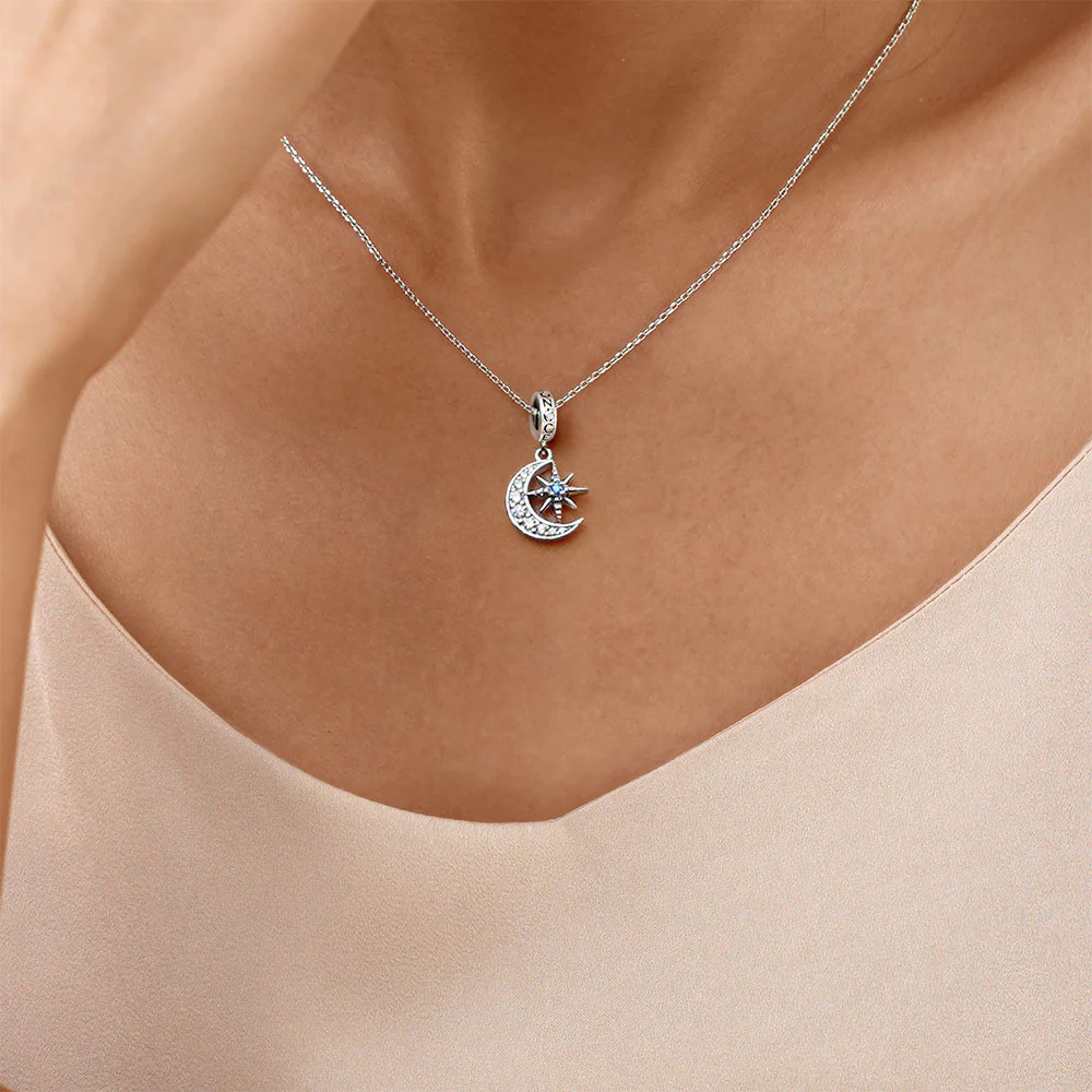 Gnoce Galaxy Moon & Star Charm Platinum-plated Silver Blend - Image 6