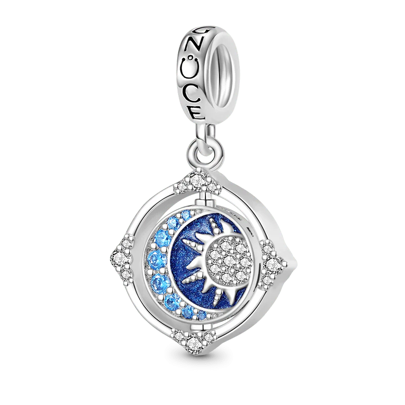 Gnoce Rotated Moon & Sun Charm Platinum-plated Silver Blend