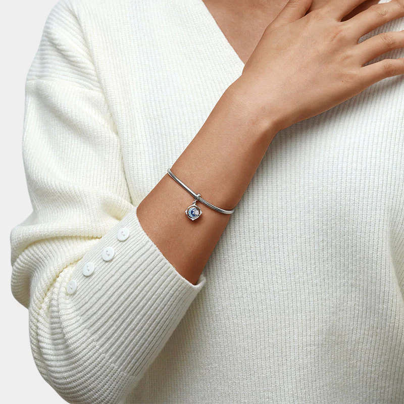 Gnoce Rotated Moon & Sun Charm Platinum-plated Silver Blend - Image 4