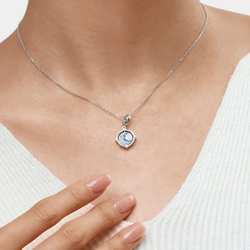 Gnoce Rotated Moon & Sun Charm Platinum-plated Silver Blend - Image 7