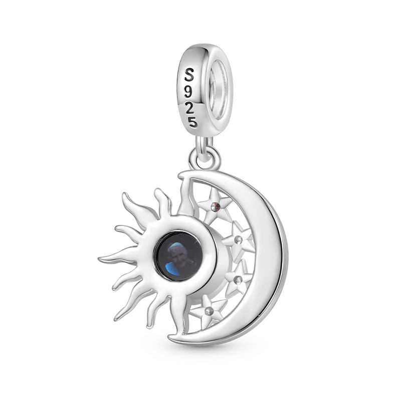 Gnoce Projection Moon Sun Personalized Photo Charm Platinum-plated Silver Blend - Image 2