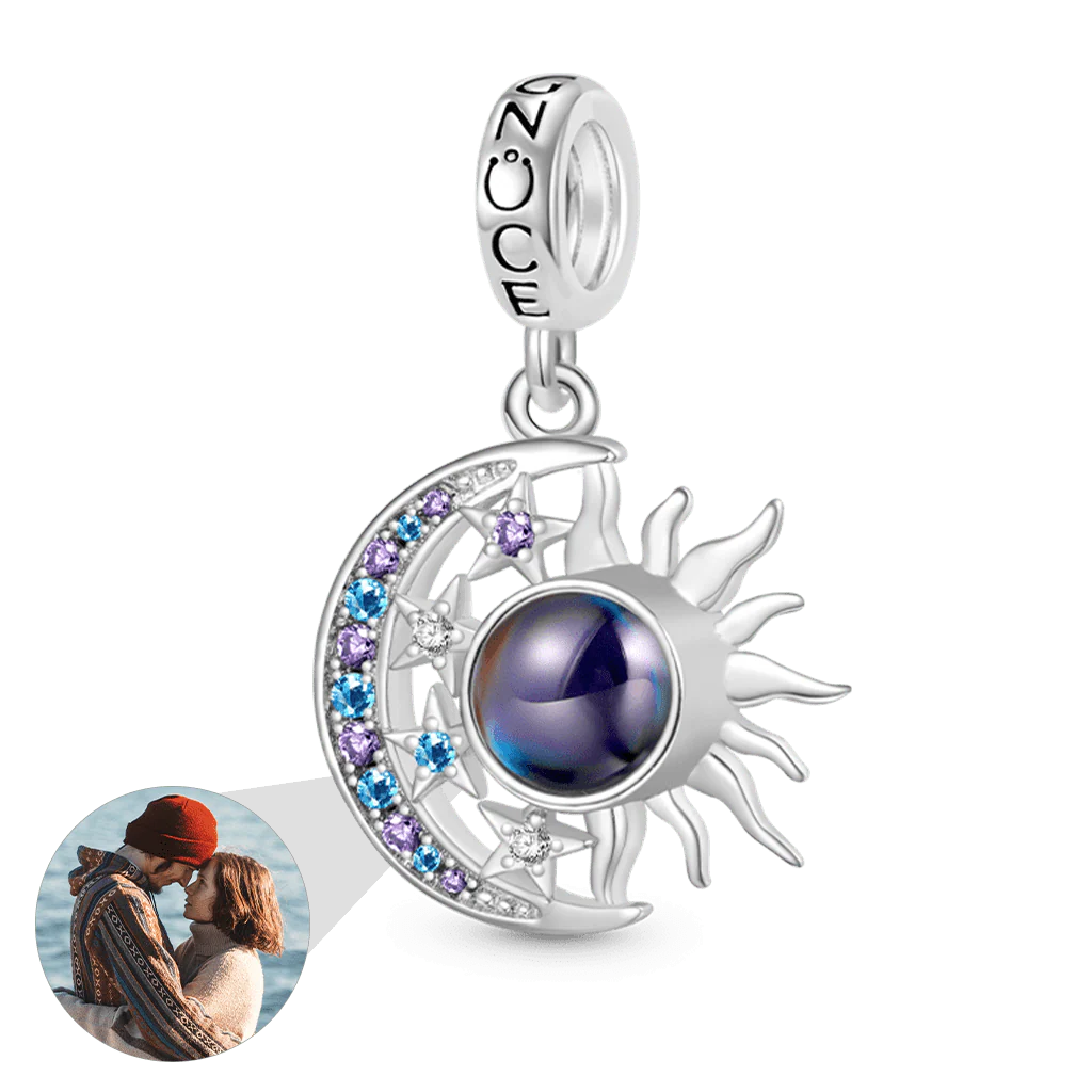 Gnoce Projection Moon Sun Personalized Photo Charm Platinum-plated Silver Blend - Image 4