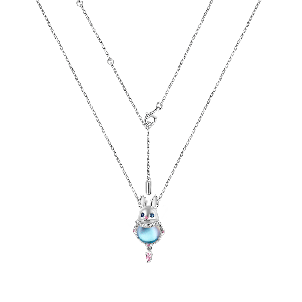 Gnoce Moonstone Easter Rabbit Pink Zircon Necklace - Image 2