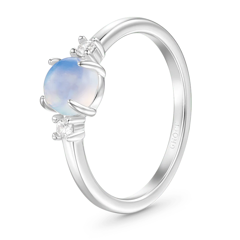 Gnoce Sparkling Moonstone Promise Ring Platinum-plated Silver Blend - Image 2