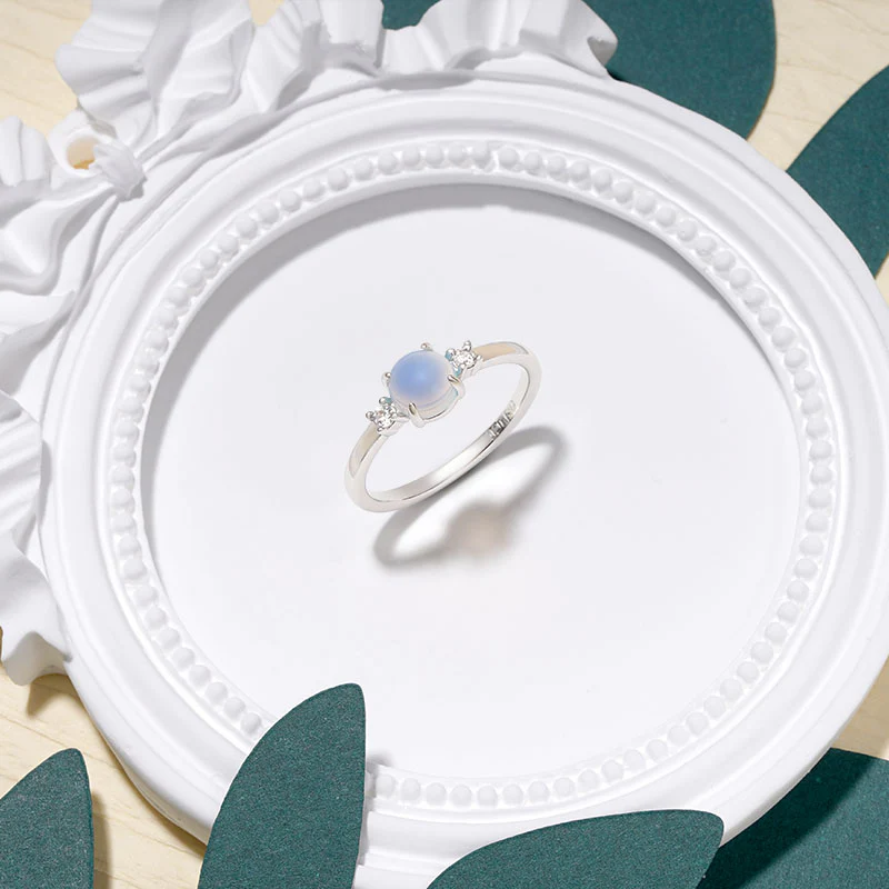 Gnoce Sparkling Moonstone Promise Ring Platinum-plated Silver Blend - Image 3