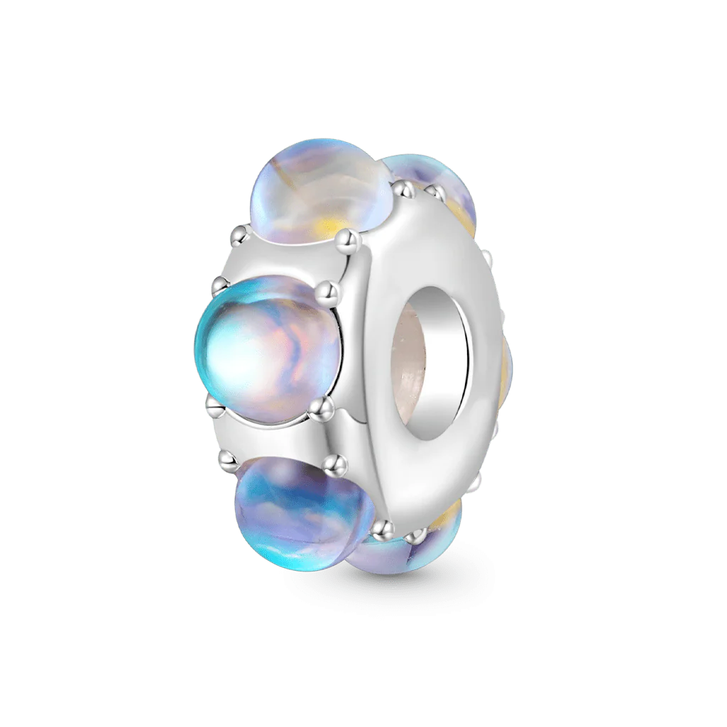 Gnoce Moonstone Stopper Charm Platinum-plated Silver Blend