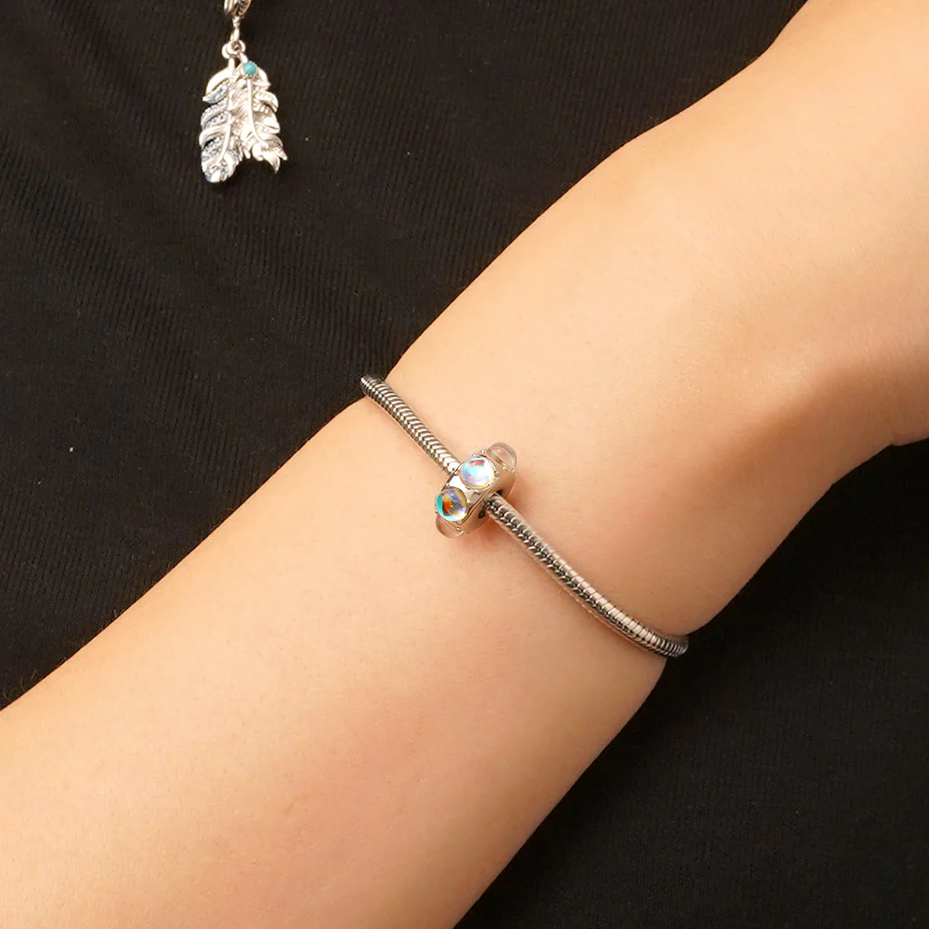 Gnoce Moonstone Stopper Charm Platinum-plated Silver Blend - Image 5