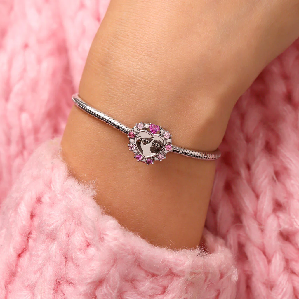 Gnoce Mother Baby Photo Charm Platinum-plated Silver Blend - Image 4