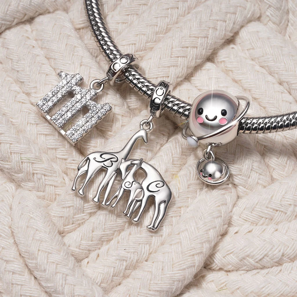 Gnoce Mother Child Planet Charm Platinum-plated Silver Blend - Image 4