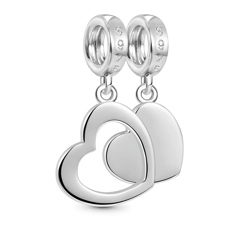 Gnoce Mother & Daughter Heart Charm Platinum-plated Silver Blend - Image 2