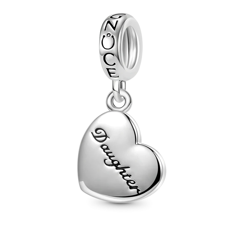 Gnoce Mother & Daughter Heart Charm Platinum-plated Silver Blend - Image 3