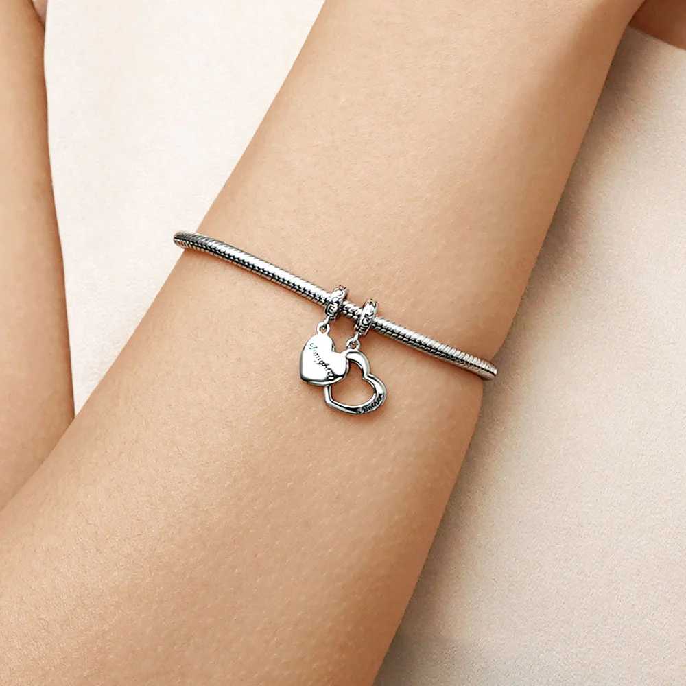 Gnoce Mother & Daughter Heart Charm Platinum-plated Silver Blend - Image 9