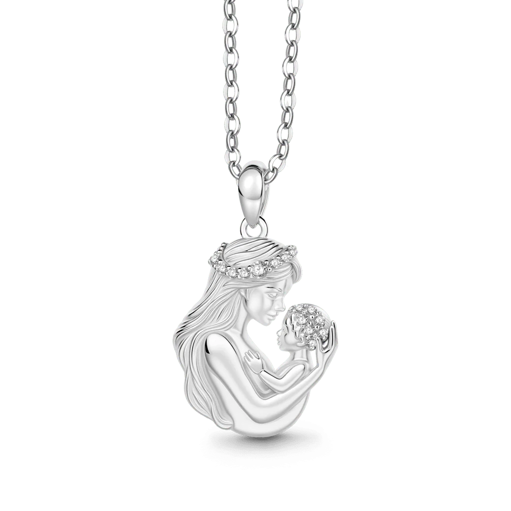 Gnoce  Mother Embraces Baby Pendant Necklace